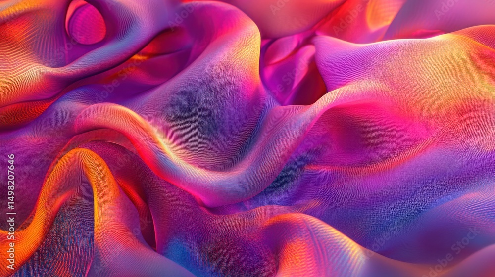 Obraz premium Abstract Colorful Waves of Fabric Flowing in Vibrant Patterns