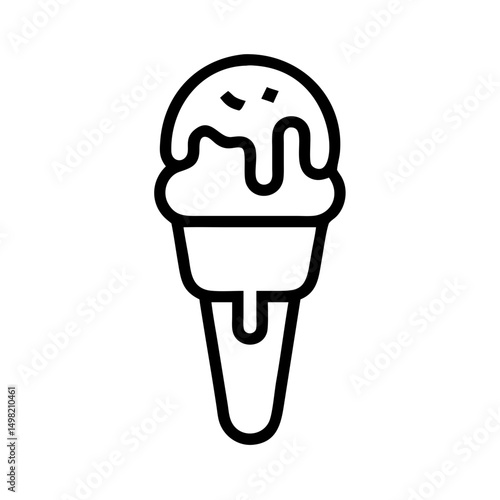 Single scoop dessert with dripping topping in a cone on a white plain background image design here