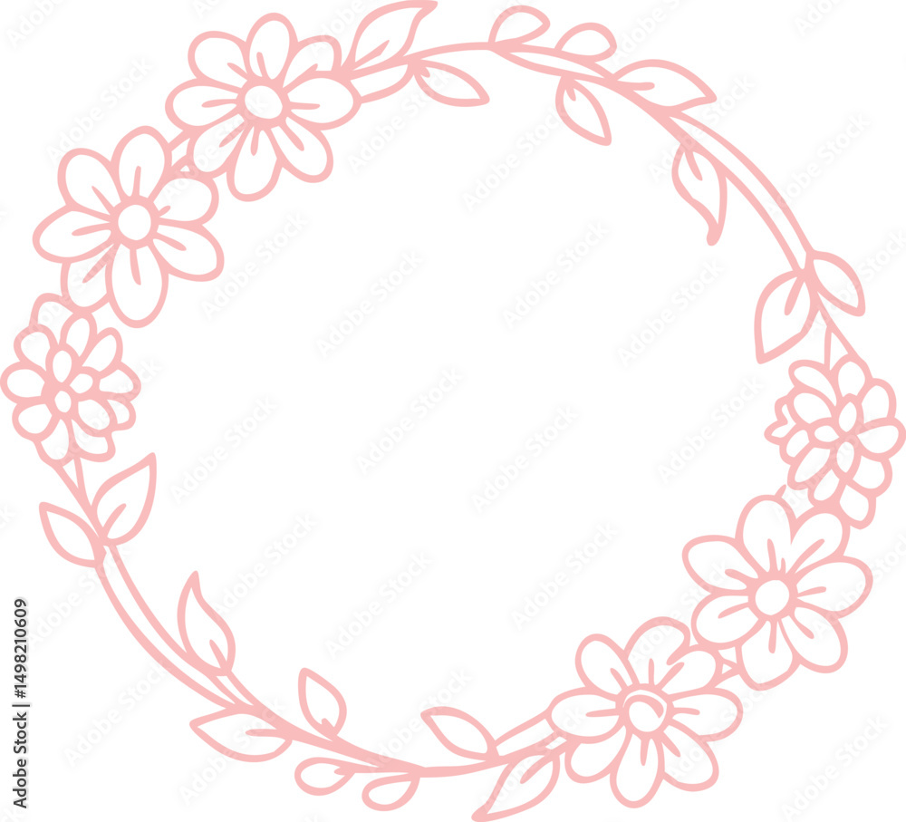 minimalist line drawing round floral wreath minimalist line drawing round floral wreath