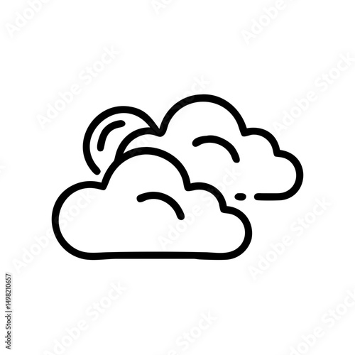 Simple graphic showing the sun partially obscured by two fluffy cumulus type atmospheric forms of water vapor
