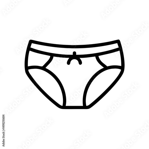 A simple graphic of a pair of briefs with a bow in the middle of the waistband shown in outline