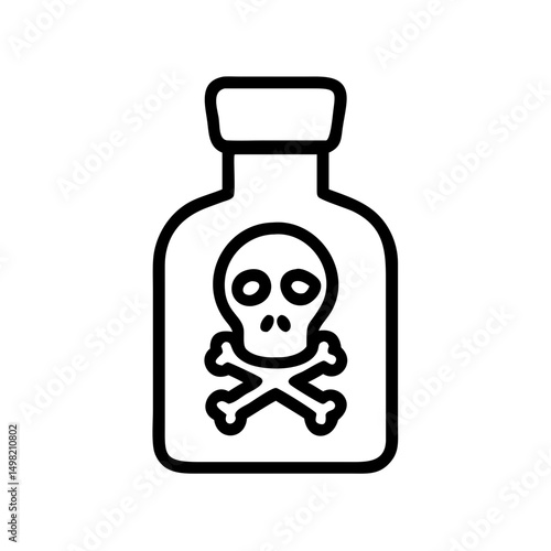 A bottle with a skull and crossbones symbol indicating danger or poisonous substance is visible here exactly