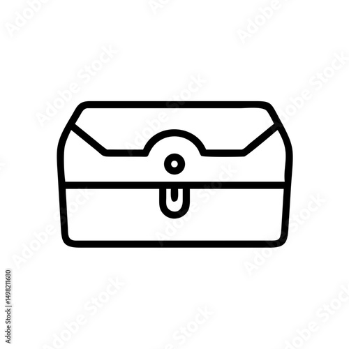 A simple depiction of a closed treasure chest with a lock in a minimalist outline style drawing form