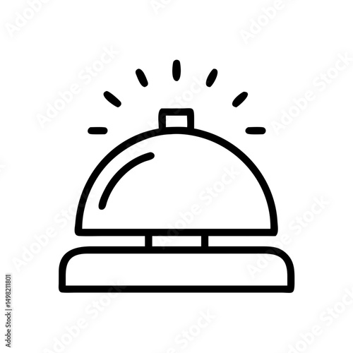 A simple line drawing of a service bell emitting sound waves on a white background design element