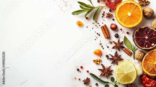 Overhead Shot of Spices and Citrus Fruit