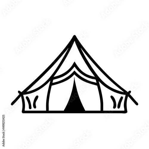 Nomad tent illustration in minimalist line art style  