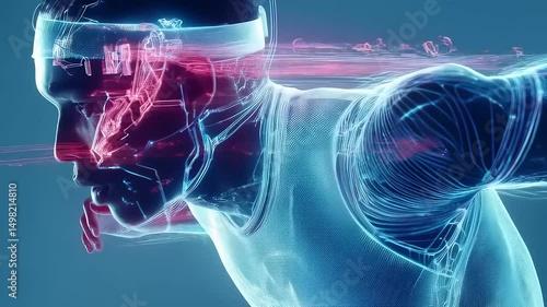 Futuristic runner concept representing speed and enhanced performance vision