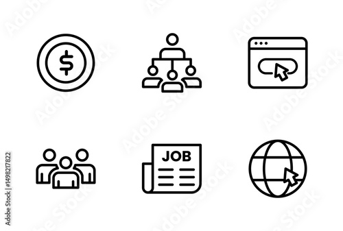 Hiring Process Line Icons. Recruitment, Job Application, Interview, Candidate Selection Vector Set