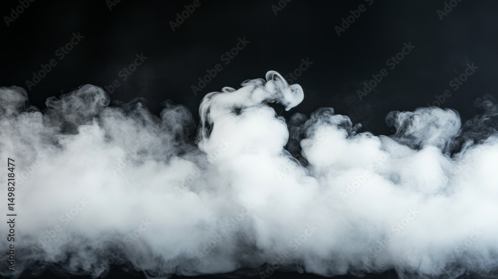 Naklejka premium White smoke swirling and drifting against a black background