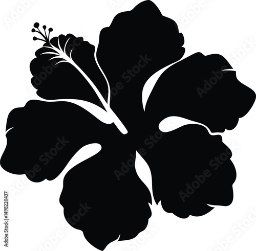 vector silhouette of a hibiscus flower  set of bla