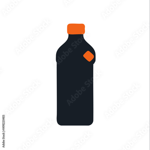 Water bottle dark gray silhouette one orange accent detail flat minimal bold silhouette vector health wellness vector