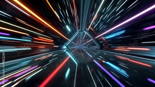 Futuristic Neon Tunnel with Dynamic Light Trails