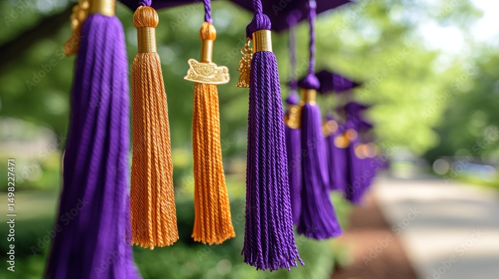 custom made wallpaper toronto digitalPurple and orange graduation tassels hanging outdoors