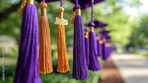 Wallpaper Mural Purple and orange graduation tassels hanging outdoors Torontodigital.ca