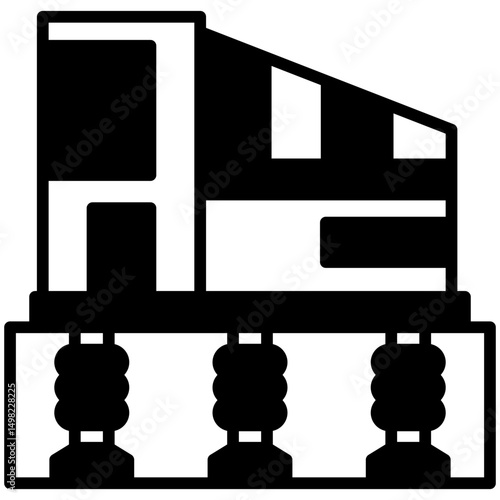 Damper mini illustration glyph icon, use for civil engineering, industry, construction, UI, UX kit, app and web development, digital or print.