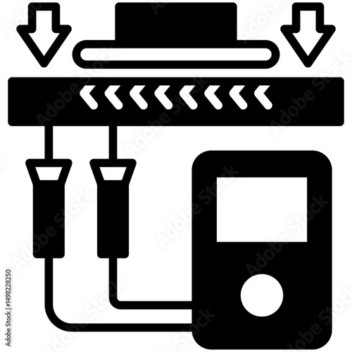 Crack Tester mini illustration glyph icon, use for civil engineering, industry, construction, UI, UX kit, app and web development, digital or print.