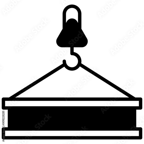 Girder mini illustration glyph icon, use for civil engineering, industry, construction, UI, UX kit, app and web development, digital or print.