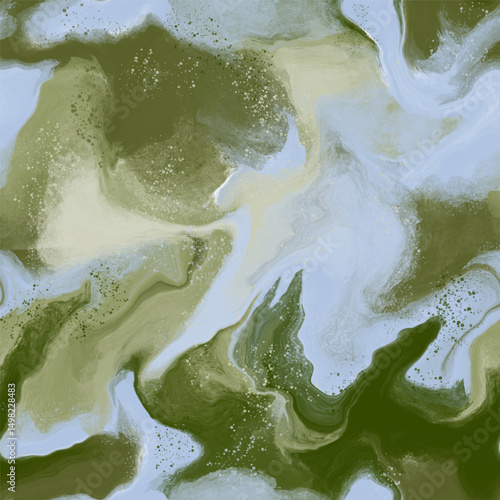 Abstract artwork with green color background digital painting