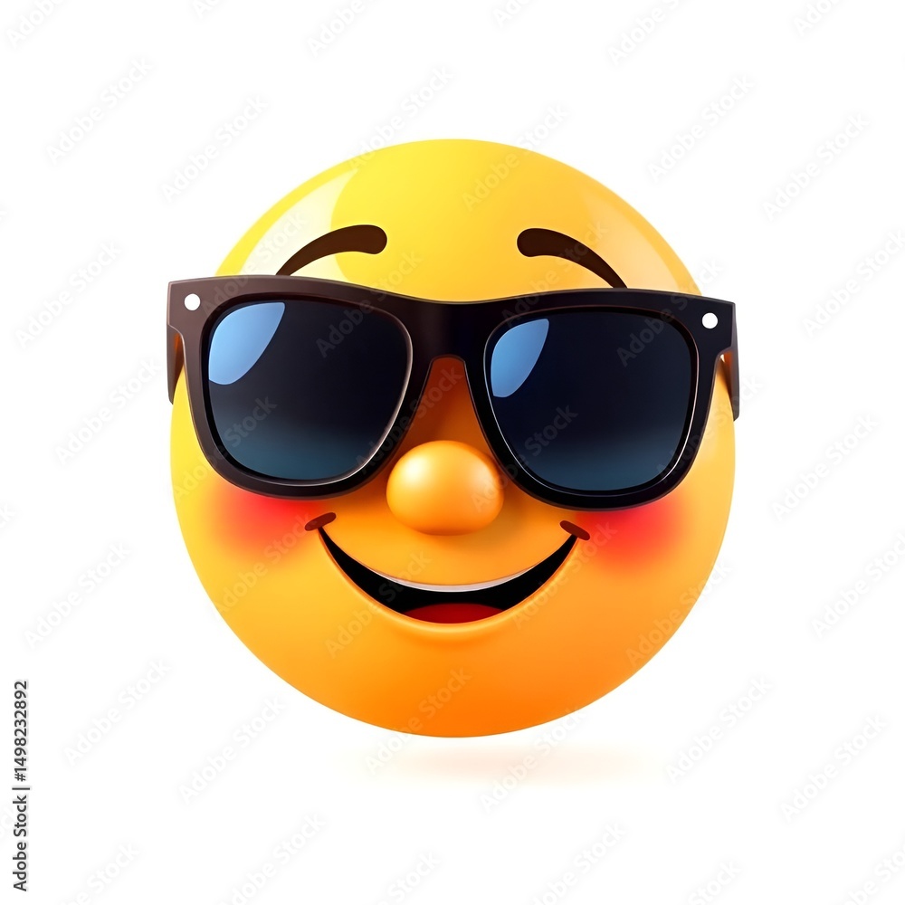 Winking Emoji with Sunglasses Digital Illustration, Cool Playful Emoticon Character Design Winking Emoji with Sunglasses Digital Illustration, Cool Playful Emoticon Character Design