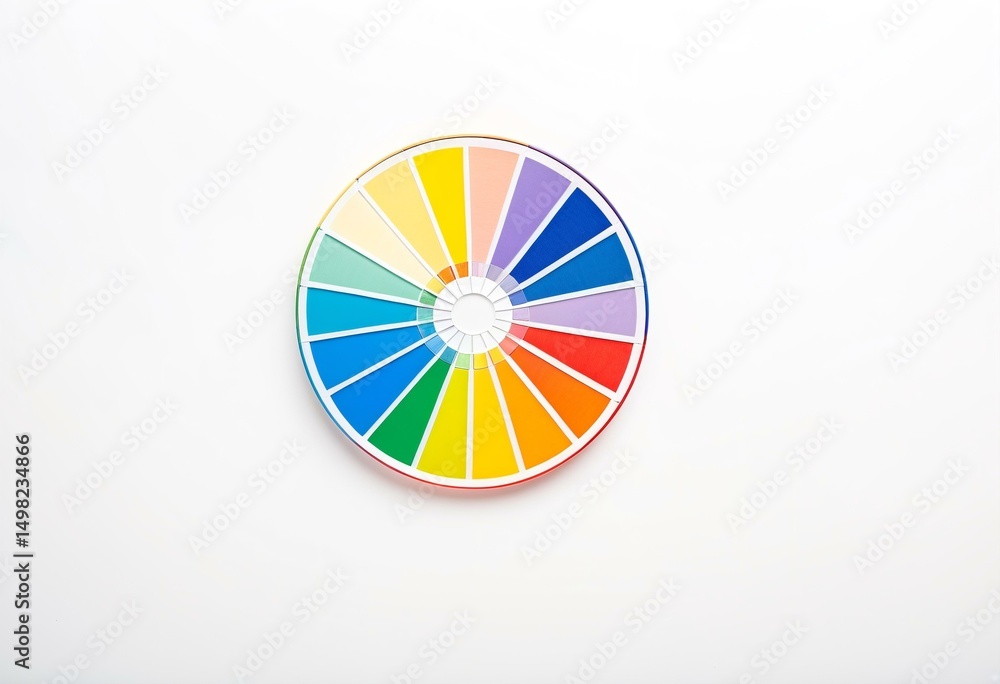 Obraz premium A color wheel on a white wall with a white background.