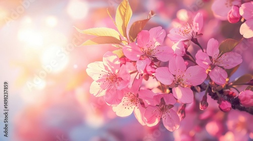 Vibrant Pink Cherry Blossoms in Spring Sunlight