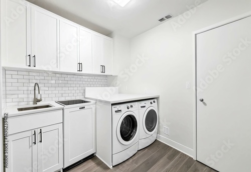 Wallpaper Mural A laundry room with a washer and dryer in it. Torontodigital.ca