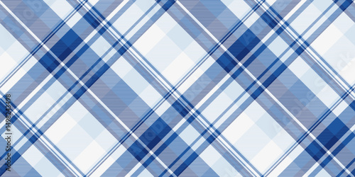 Horizontal textile vector texture, sketching background check seamless. Winter fabric pattern plaid tartan in blue and light colors.