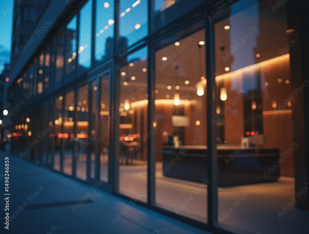 Bank Office Interior at Dusk — Slow Pan Across Sleek Private Banking Office at Twilight with Window View Bank Office Interior at Dusk — Slow Pan Across Sleek Private Banking Office at Twilight with Window View