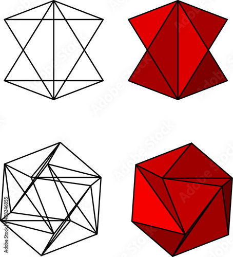 Jessen's Orthogonal Icosahedron vector set , 3D Geometric Shapes Vector Drawing , 3D Mathematical Polyhedra Set