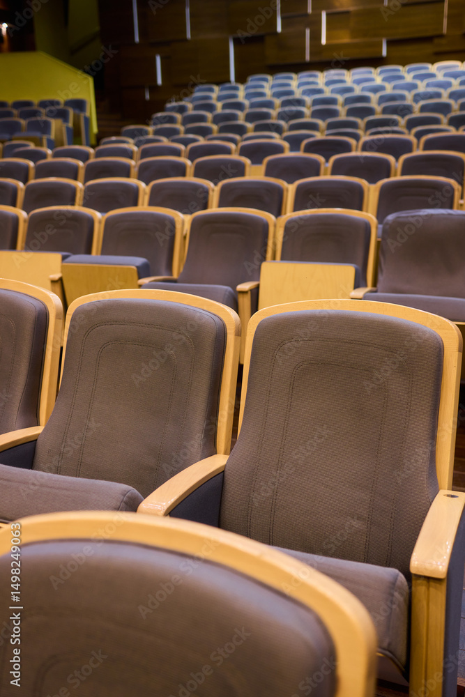 Fototapeta premium A visually appealing Empty Auditorium Seating arrangement showcasing Modern Chairs for events
