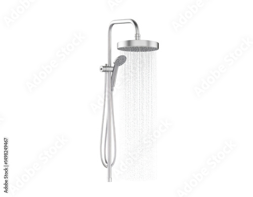 Sleek, modern shower system with rainfall showerhead and handheld shower