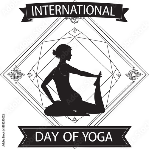 Graceful Pigeon Pose Silhouette for International Yoga Day