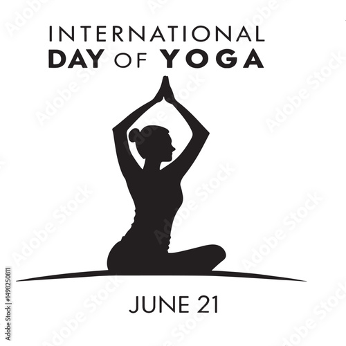 Peaceful Prayer Pose Silhouette for International Yoga Day