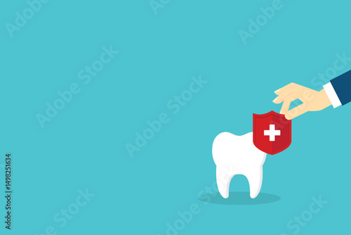 Dental insurance covering healthcare and medical cost, tooth protection or dental care concept	