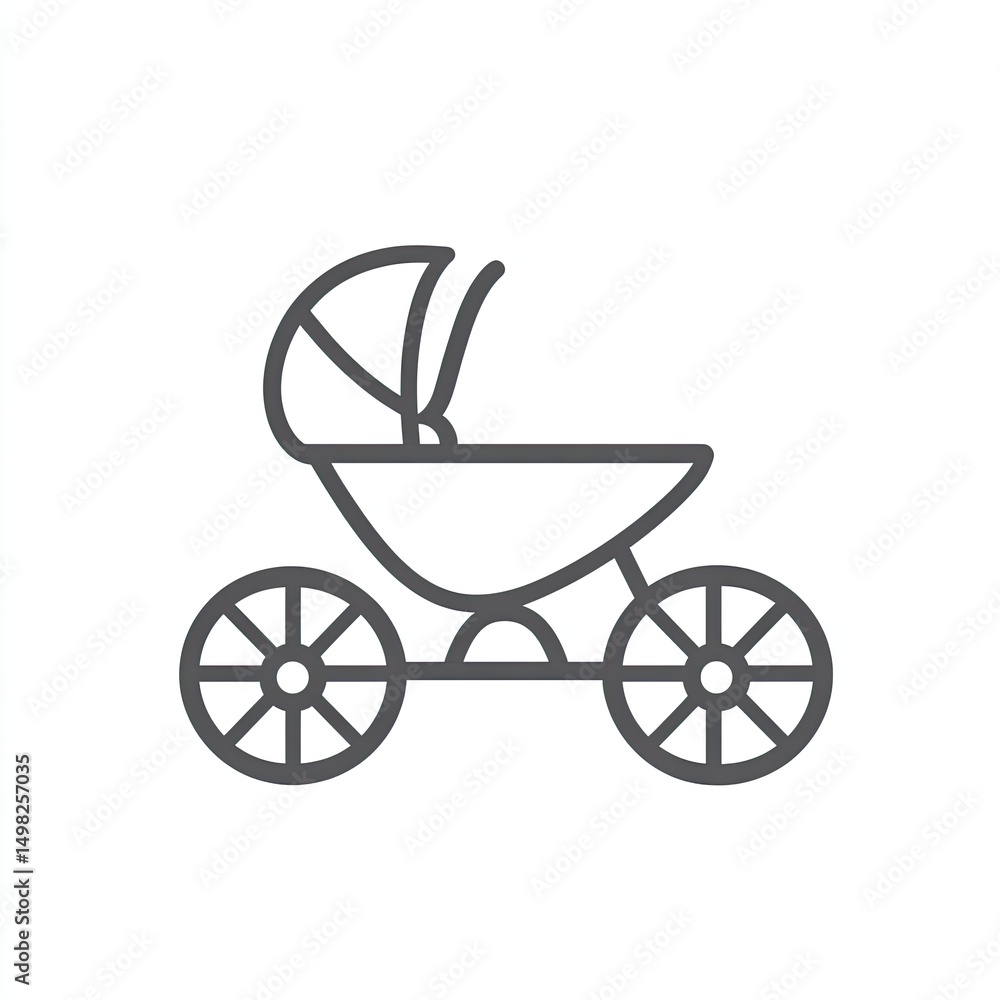 Fototapeta premium Classic baby carriage with canopy, large wheels, and elegant lines