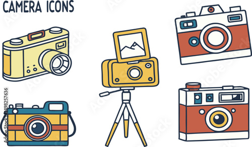 set of vintage cameras