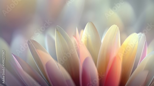 Colorful petals create an abstract background with neutral tones and handcrafted style in a balanced composition of gentle gradients