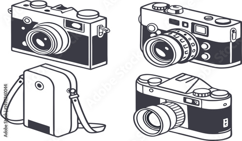 set of vintage cameras