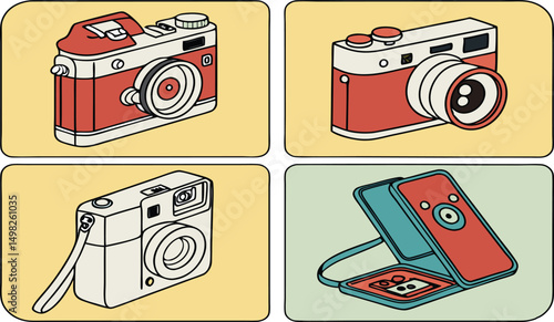 set of vintage cameras