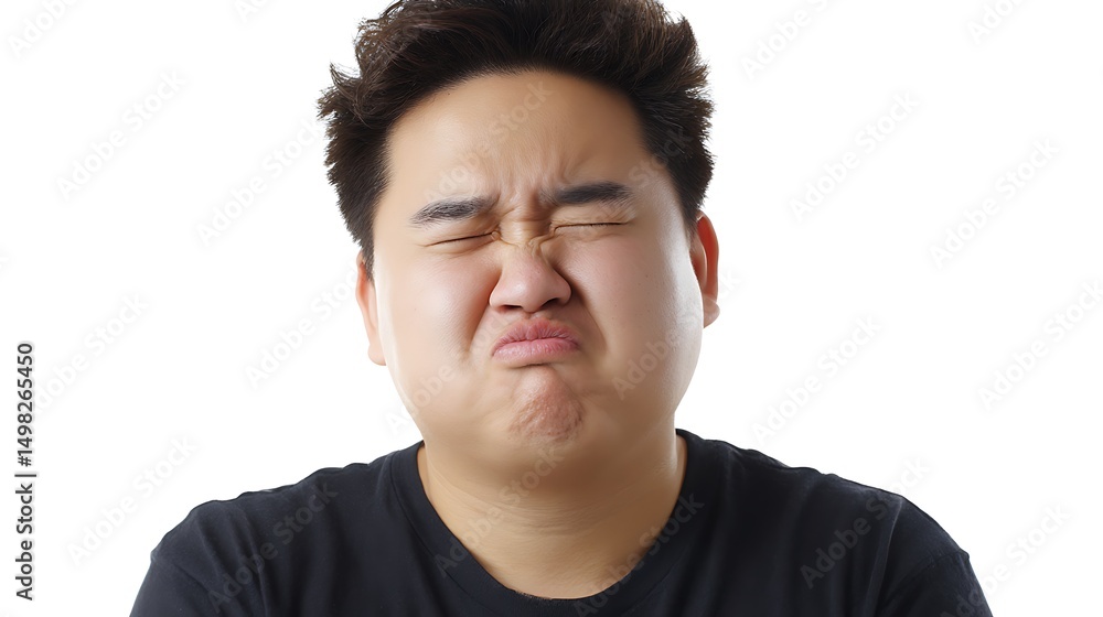 Obraz premium 顔をしかめる若い男性のコミカルな表情
