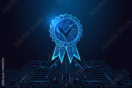 Digital trust and online certification concept with check badge, vector illustration
