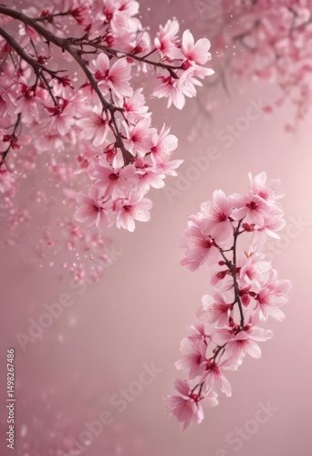 Wallpaper Mural Abstract pink sakura petals gently falling on a dreamy, blurred background ,  close-up,  wallpaper,  whimsical Torontodigital.ca