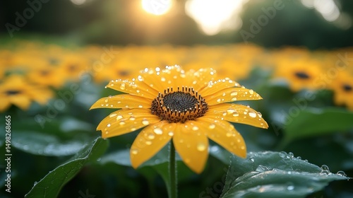 Golden Dewdrops: A Sunrise Serenade of Yellow Flowers