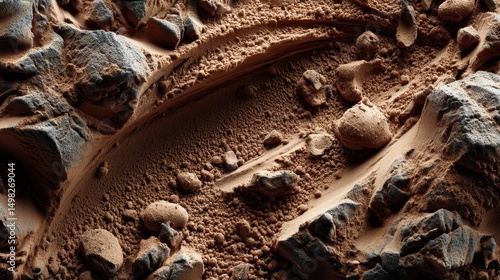 チョコレートアイスクリームの質感、クローズアップ、マクロ写真