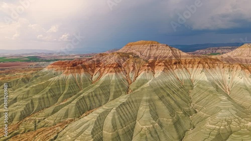 Aerial view of Nallihan rainbow hills in Ankara Province of Turkey