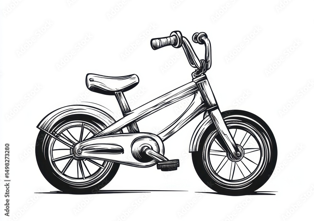 Fototapeta premium モノクロの子供用自転車イラストレーション