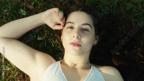 woman lying in nature