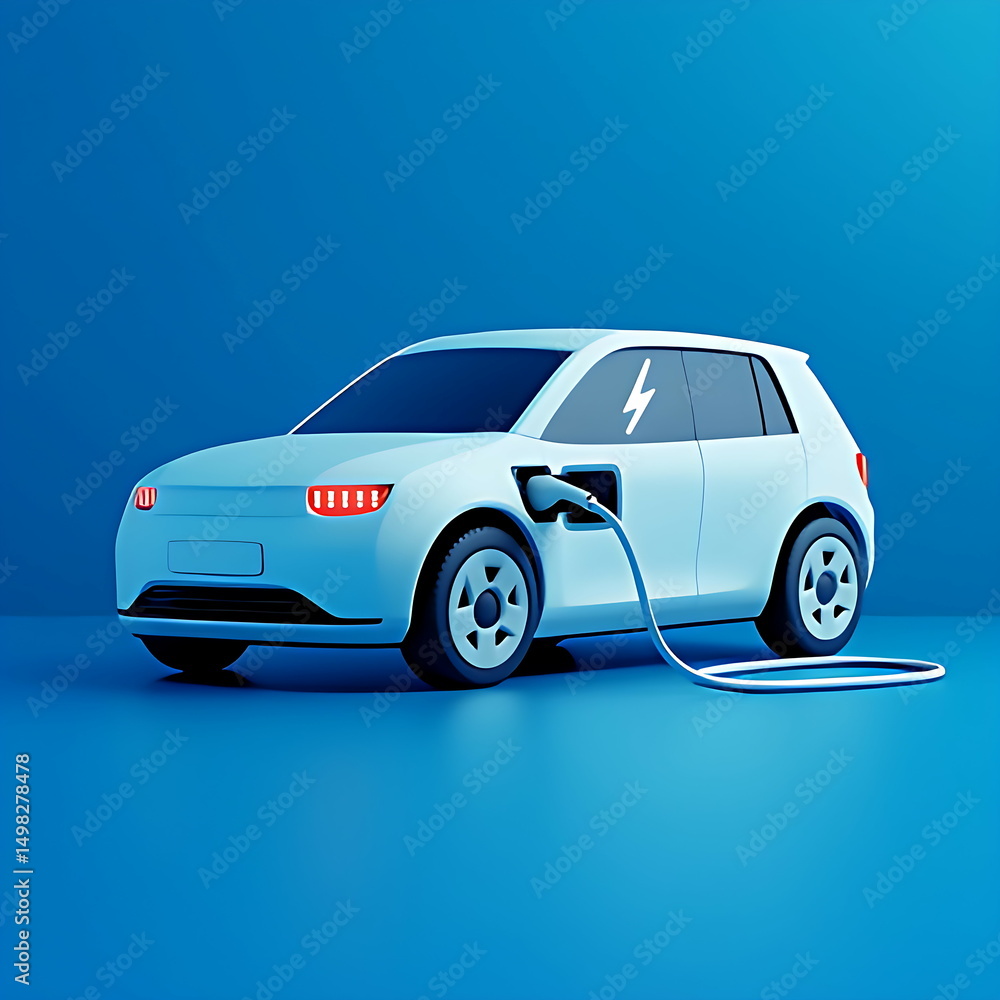 Naklejka premium Illustration of an electric car charging