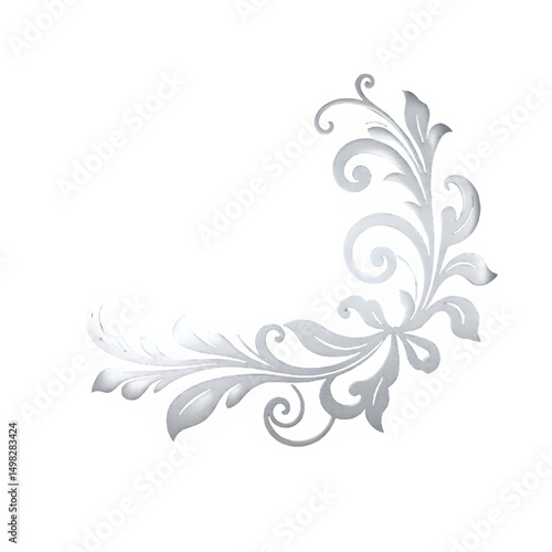 Elegant silver floral corner design perfect for invitations cards and luxurious projects a touch of classic beauty