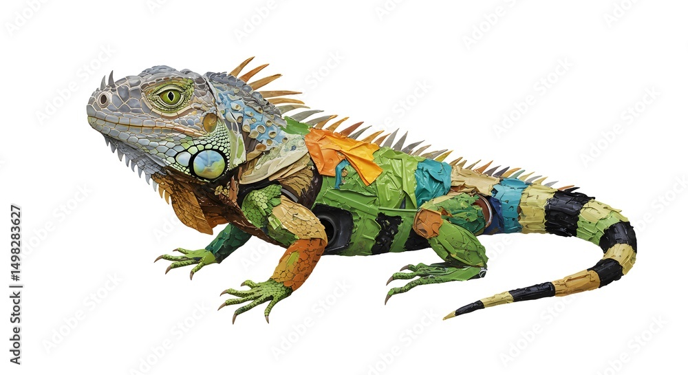 Obraz premium Iguana art made of recycled material